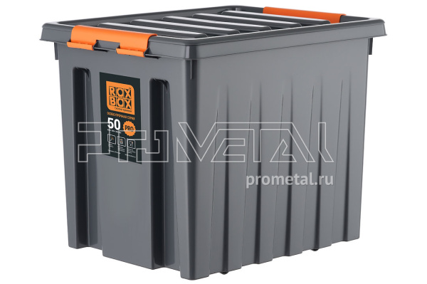Контейнер особопрочный 50 л на колёсиках с крышкой, антрацит, Rox Box PRO