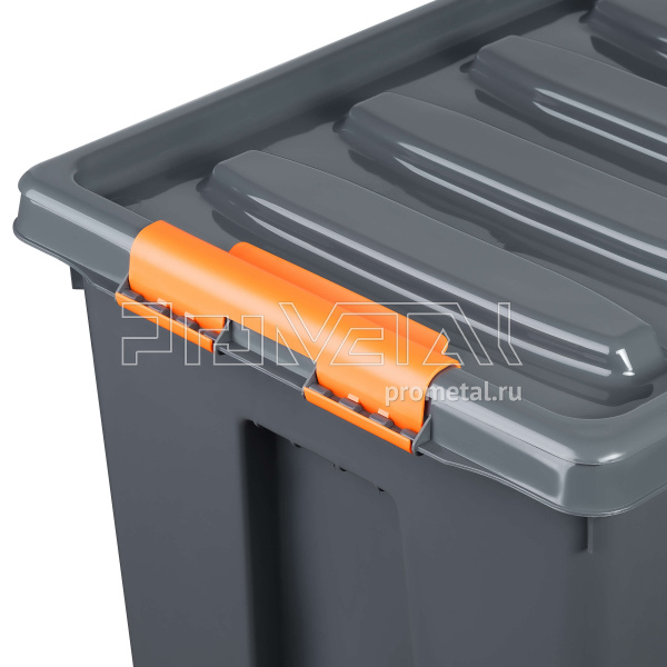 Контейнер особопрочный 16 л с крышкой, антрацит, Rox Box PRO